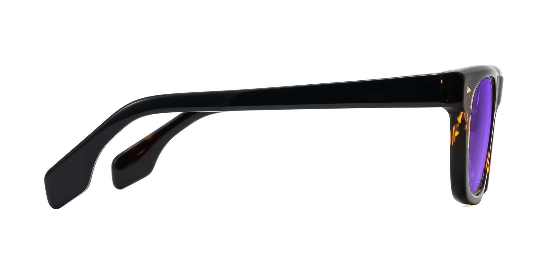 Side of Nesse in Tortoise with Purple Tinted Lenses