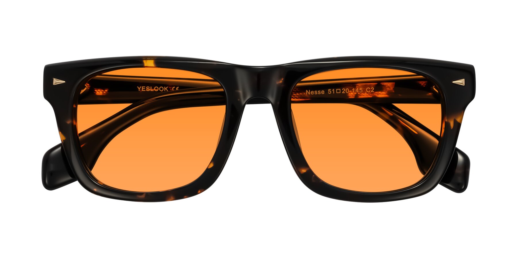 Folded Front of Nesse in Tortoise with Orange Tinted Lenses