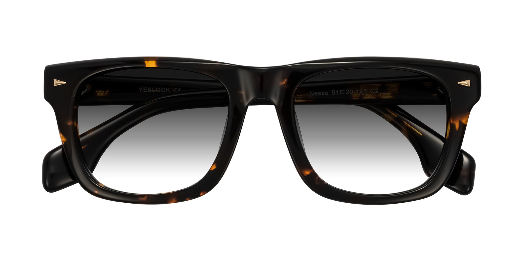 Folded Front of Nesse in Tortoise with Gray Gradient Lenses