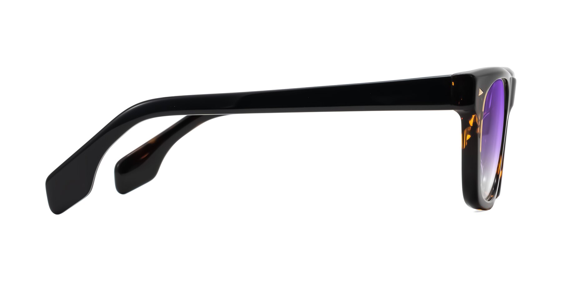 Side of Nesse in Tortoise with Purple Gradient Lenses