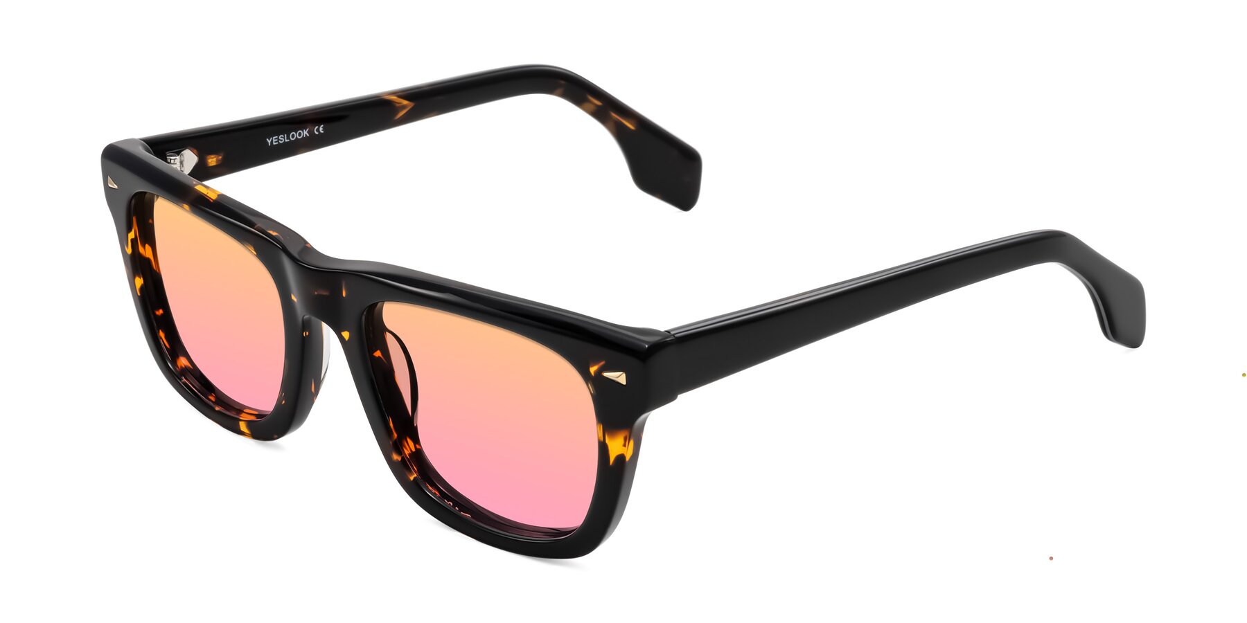 Angle of Nesse in Tortoise with Yellow / Pink Gradient Lenses
