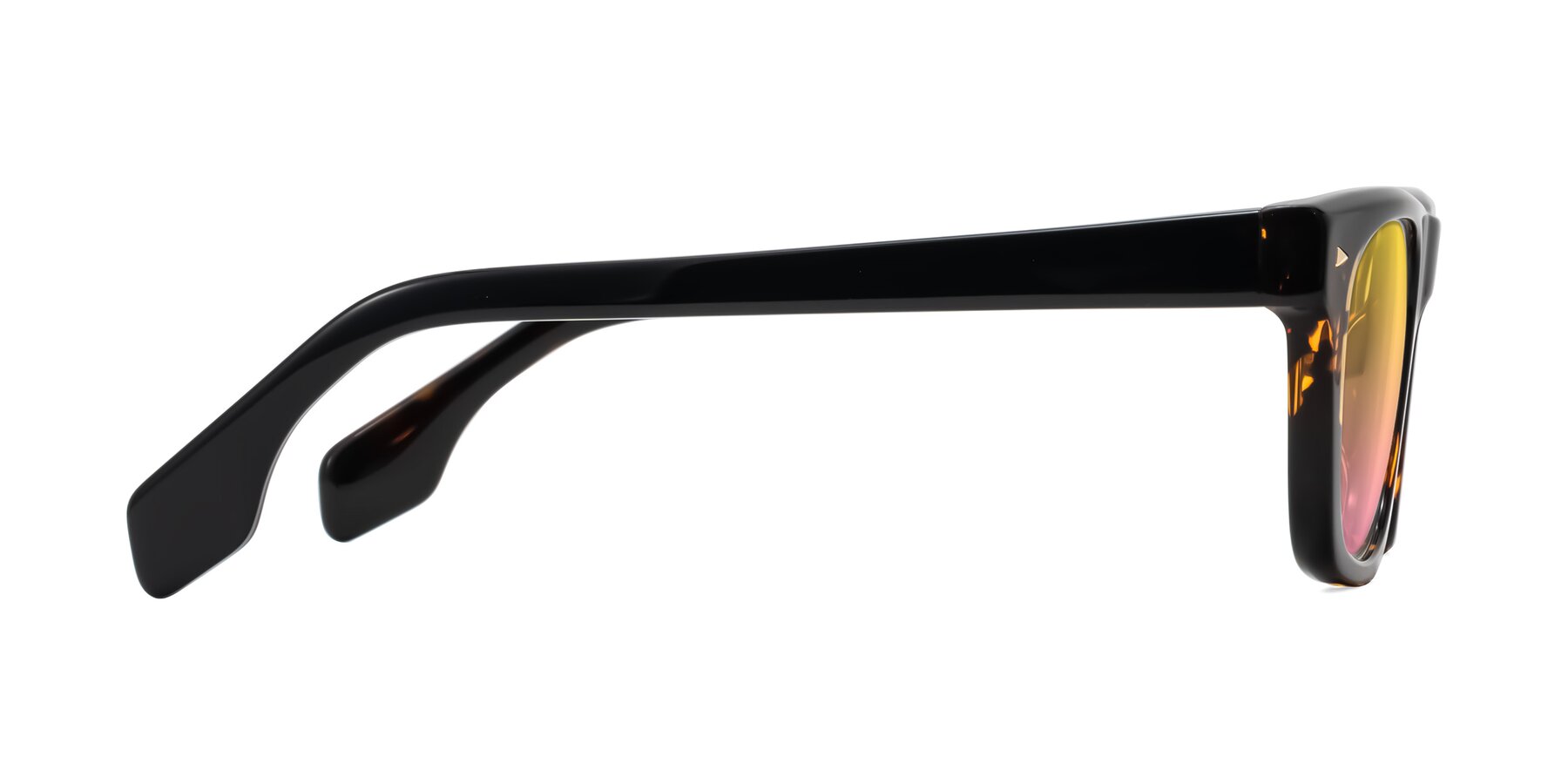 Side of Nesse in Tortoise with Yellow / Pink Gradient Lenses