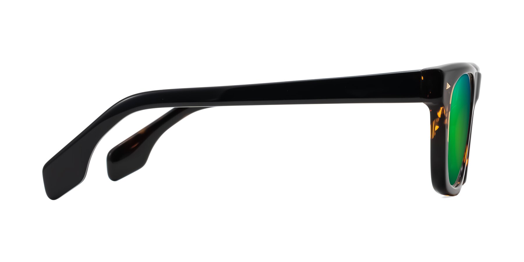 Side of Nesse in Tortoise with Green Mirrored Lenses