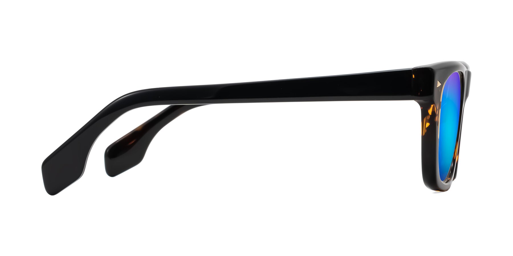 Side of Nesse in Tortoise with Blue Mirrored Lenses