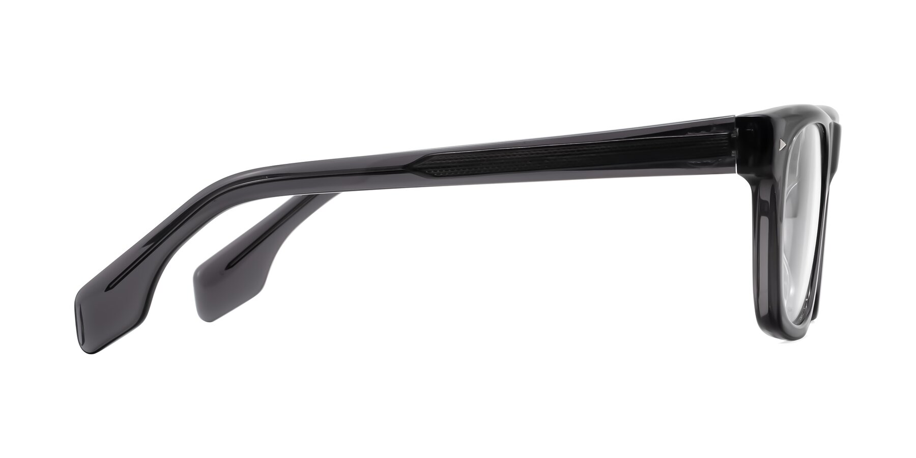 Side of Nesse in Transparent Gray with Clear Eyeglass Lenses