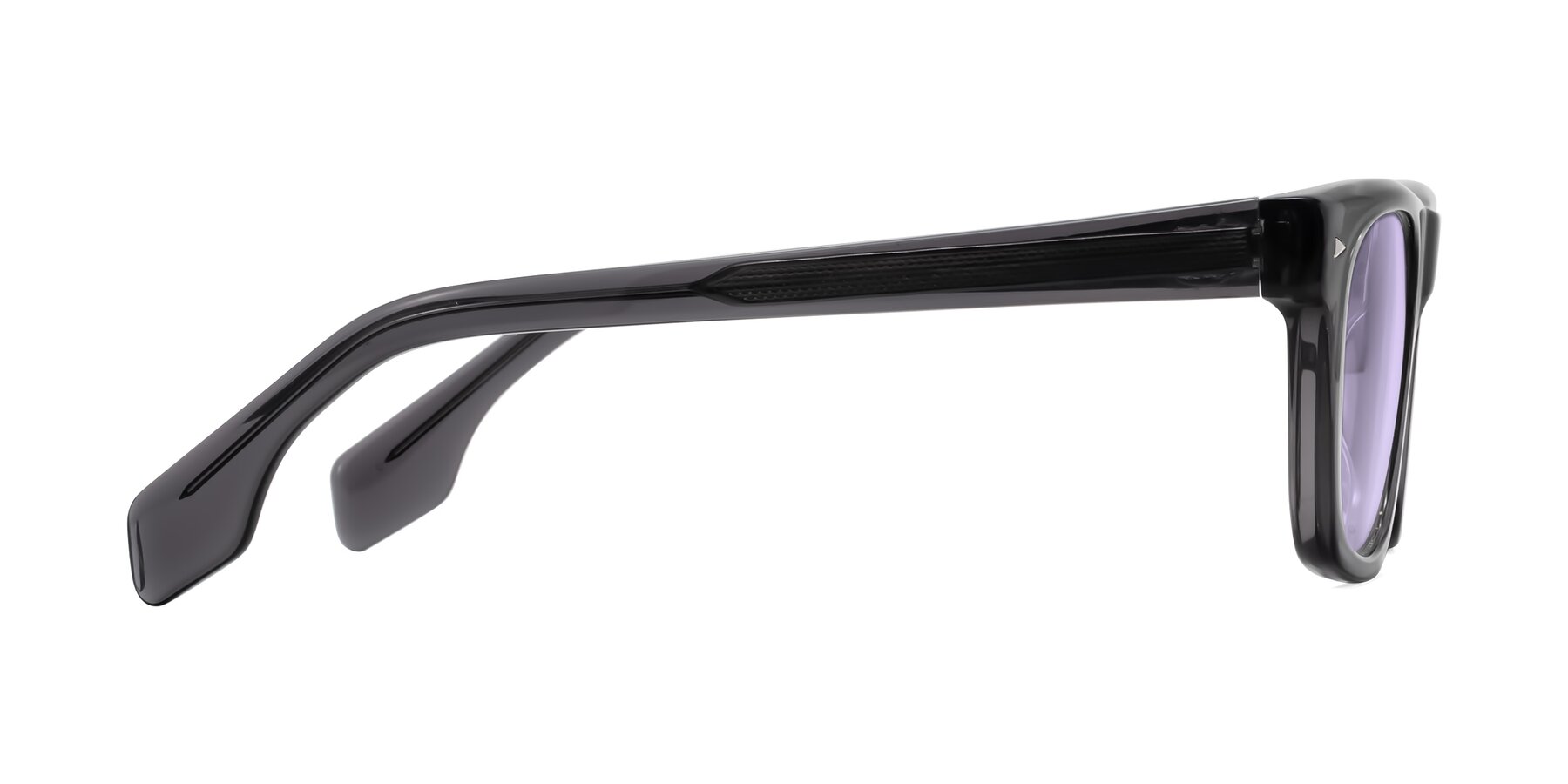 Side of Nesse in Transparent Gray with Light Purple Tinted Lenses