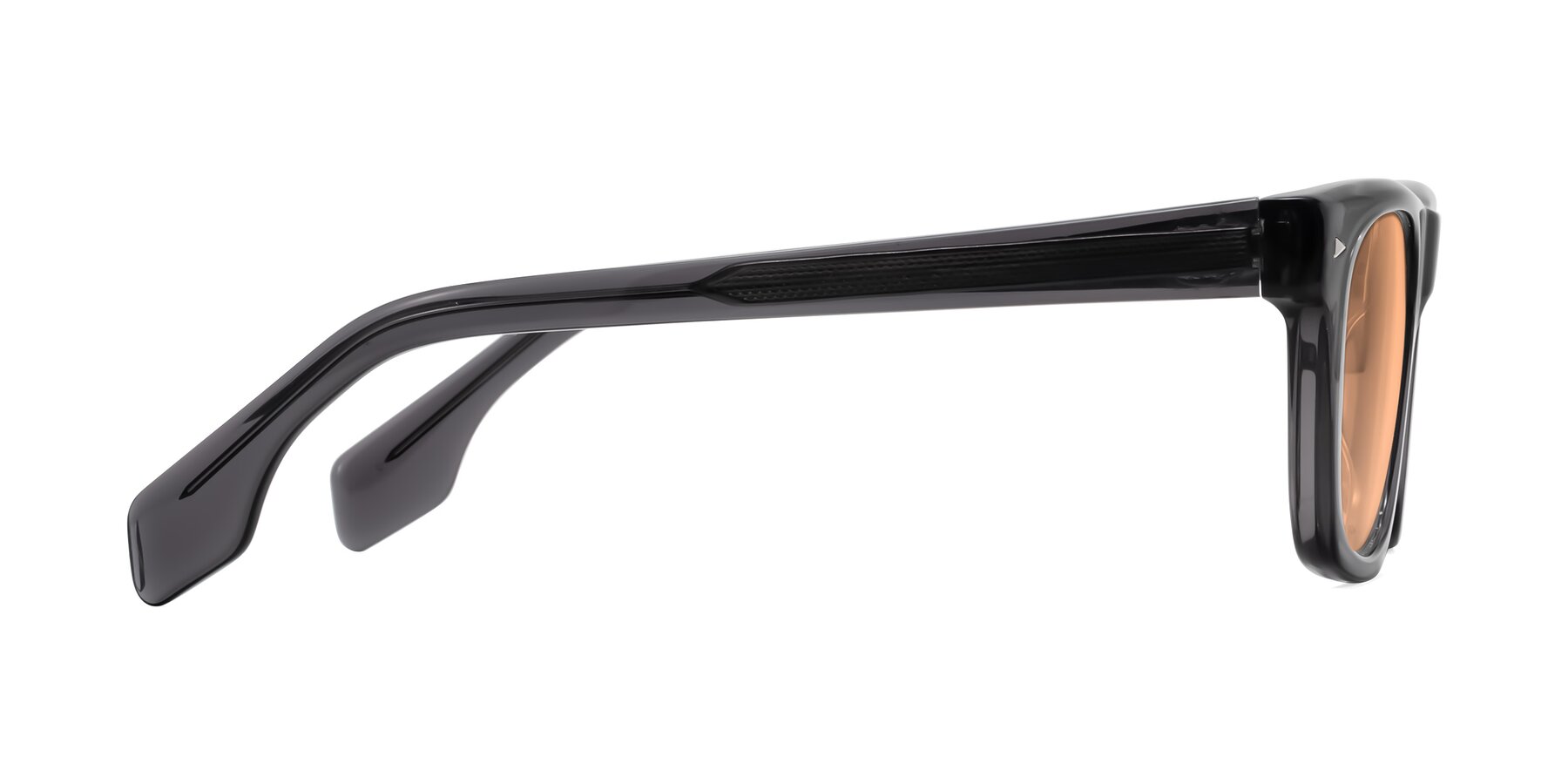 Side of Nesse in Transparent Gray with Light Orange Tinted Lenses