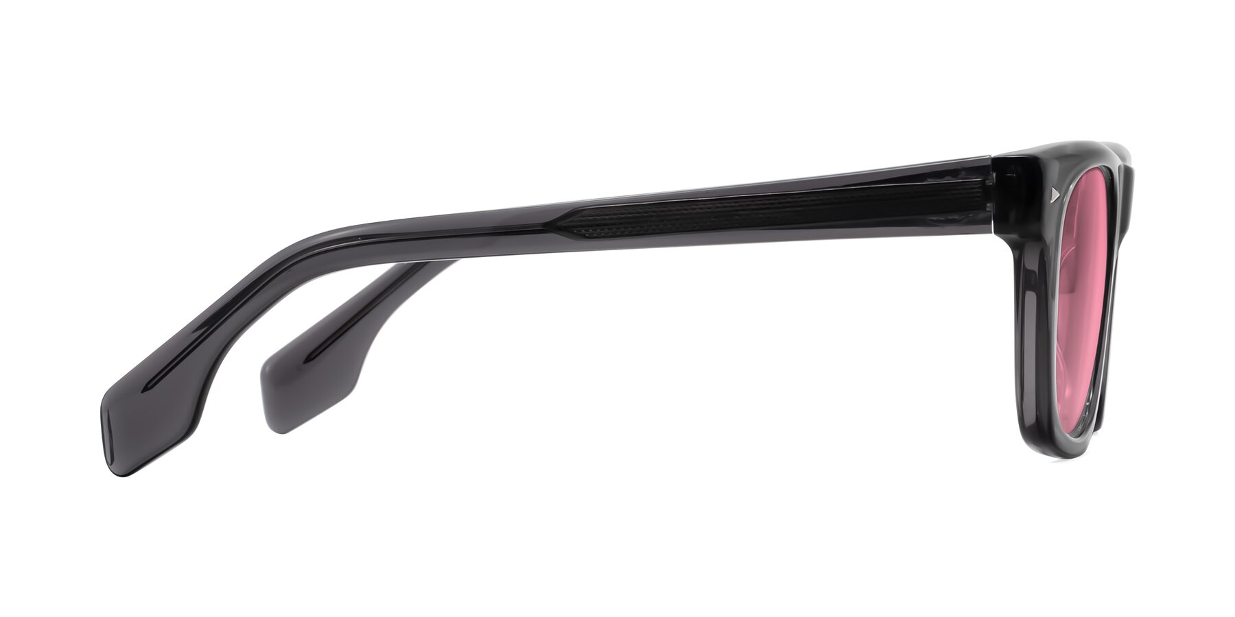 Side of Nesse in Transparent Gray with Pink Tinted Lenses