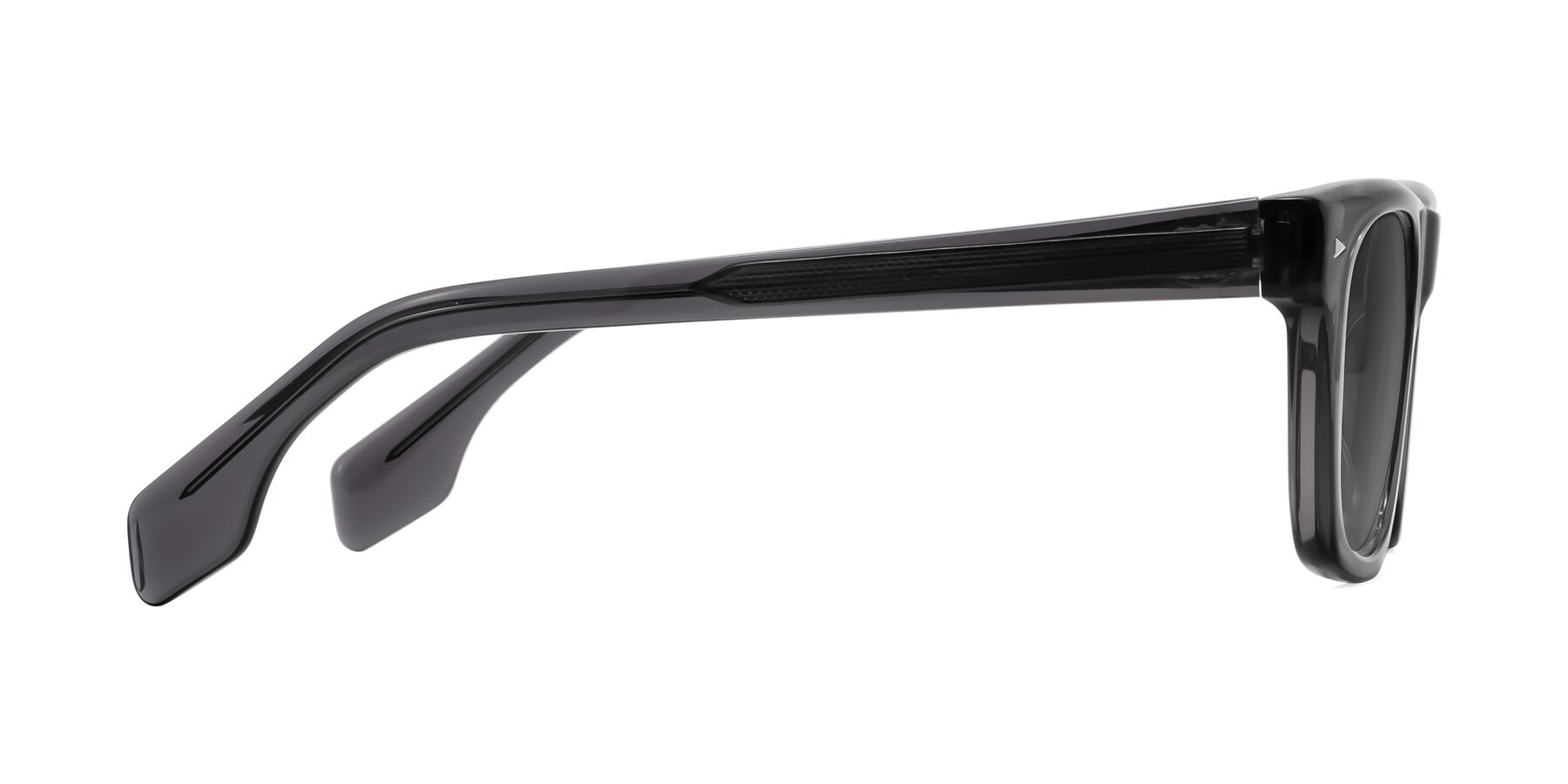 Side of Nesse in Transparent Gray with Medium Gray Tinted Lenses