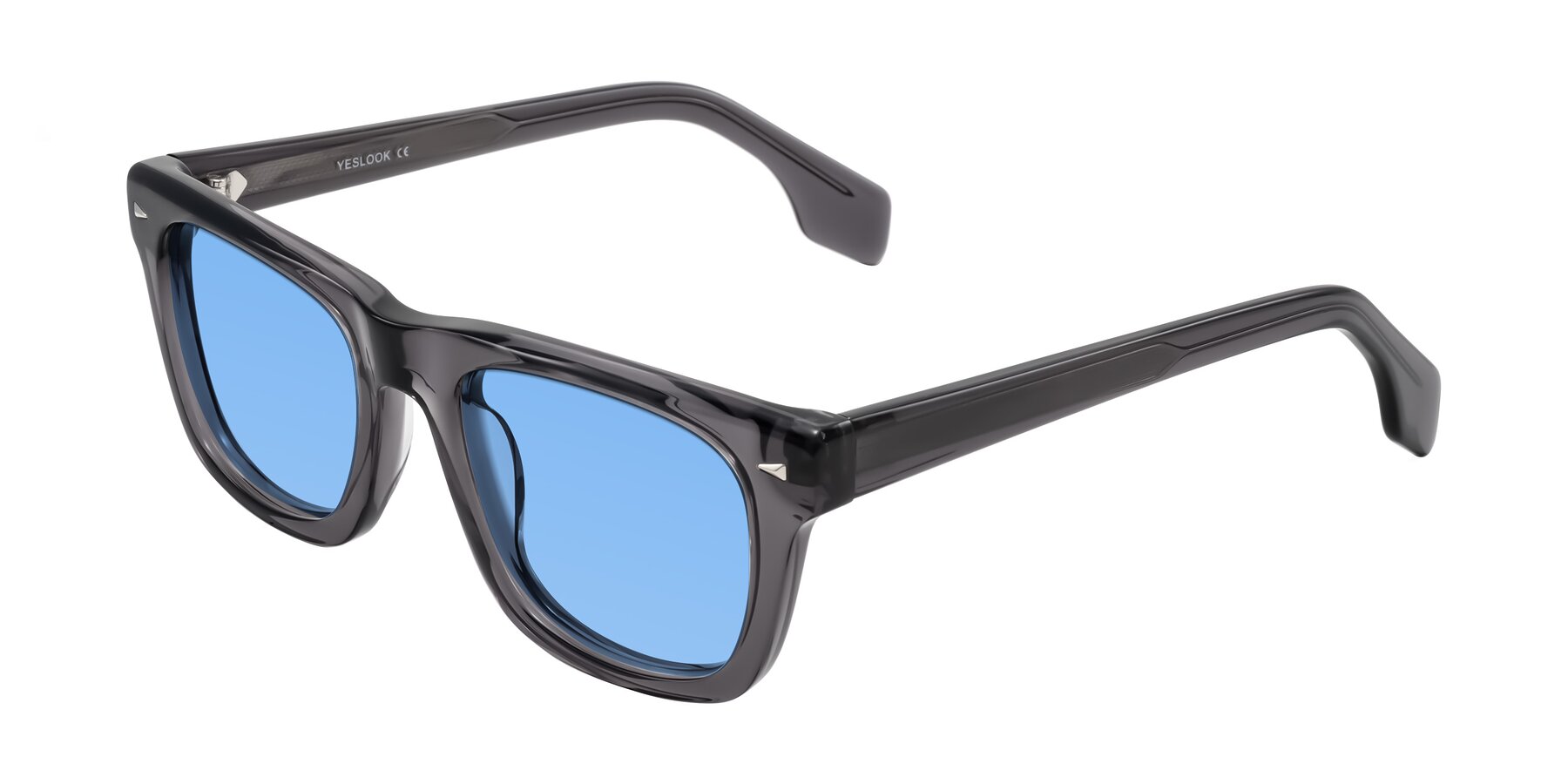 Angle of Nesse in Transparent Gray with Medium Blue Tinted Lenses
