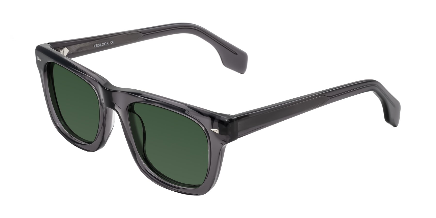 Angle of Nesse in Transparent Gray with Green Tinted Lenses