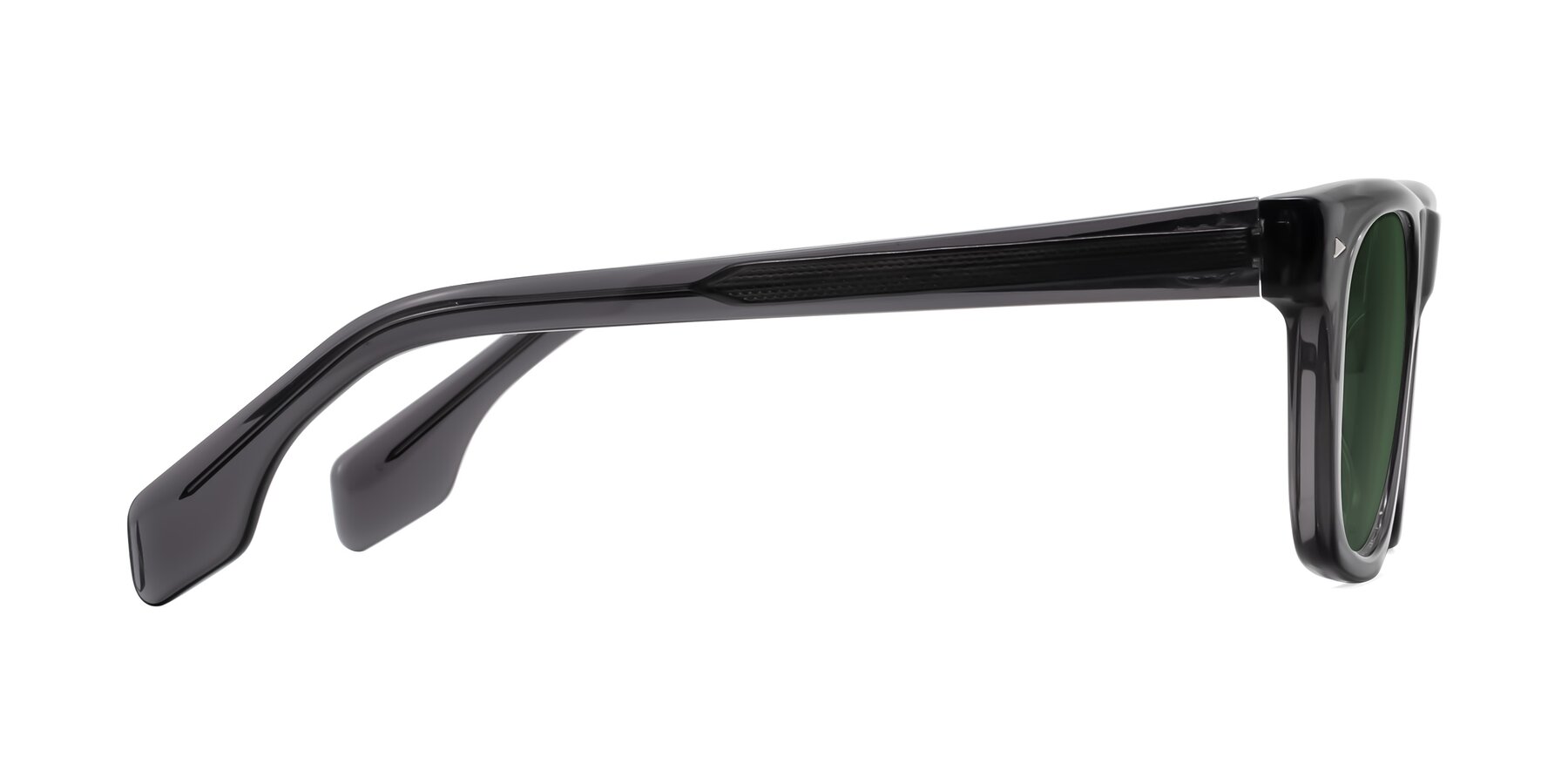 Side of Nesse in Transparent Gray with Green Tinted Lenses