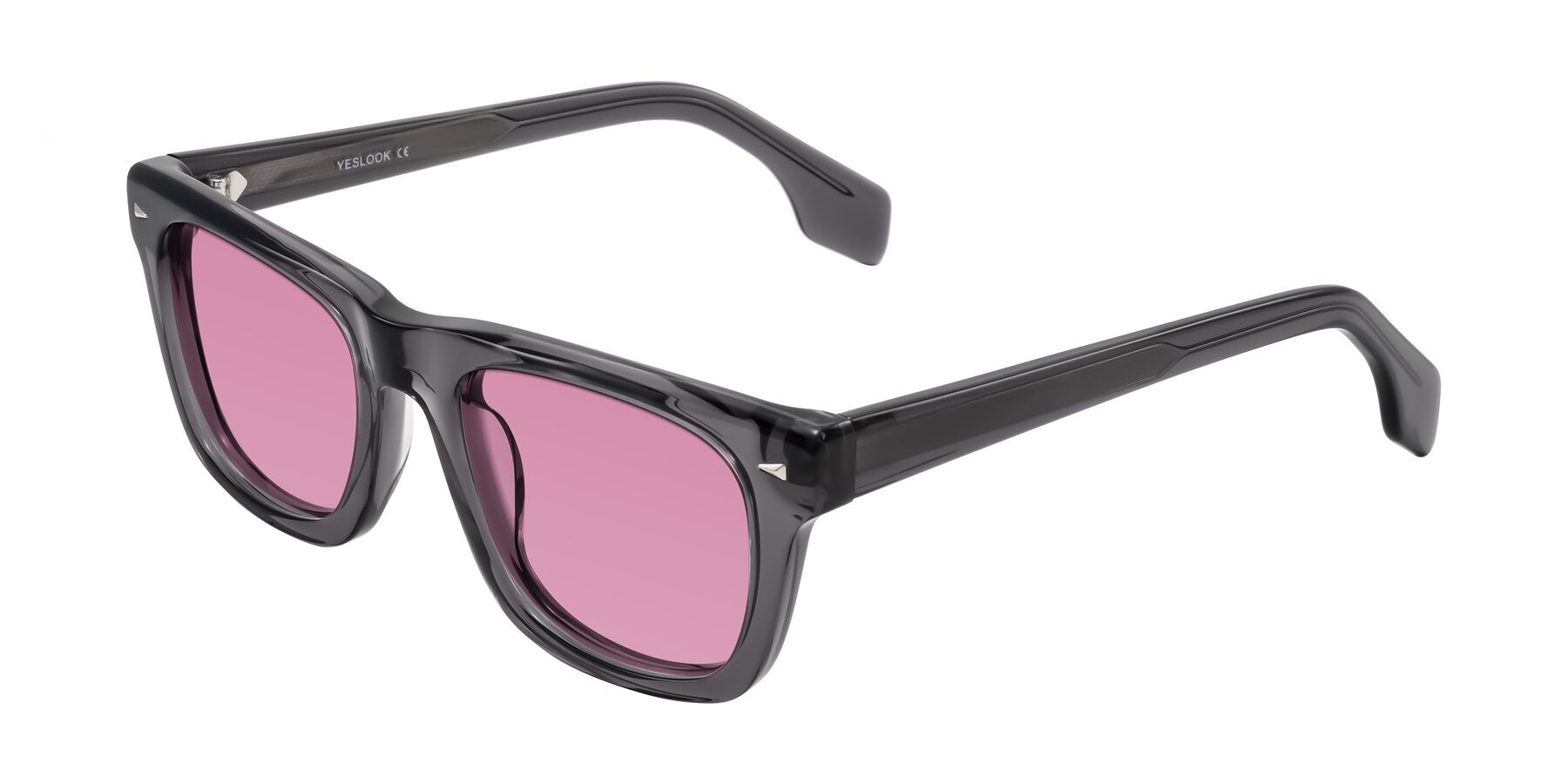 Angle of Nesse in Transparent Gray with Medium Wine Tinted Lenses