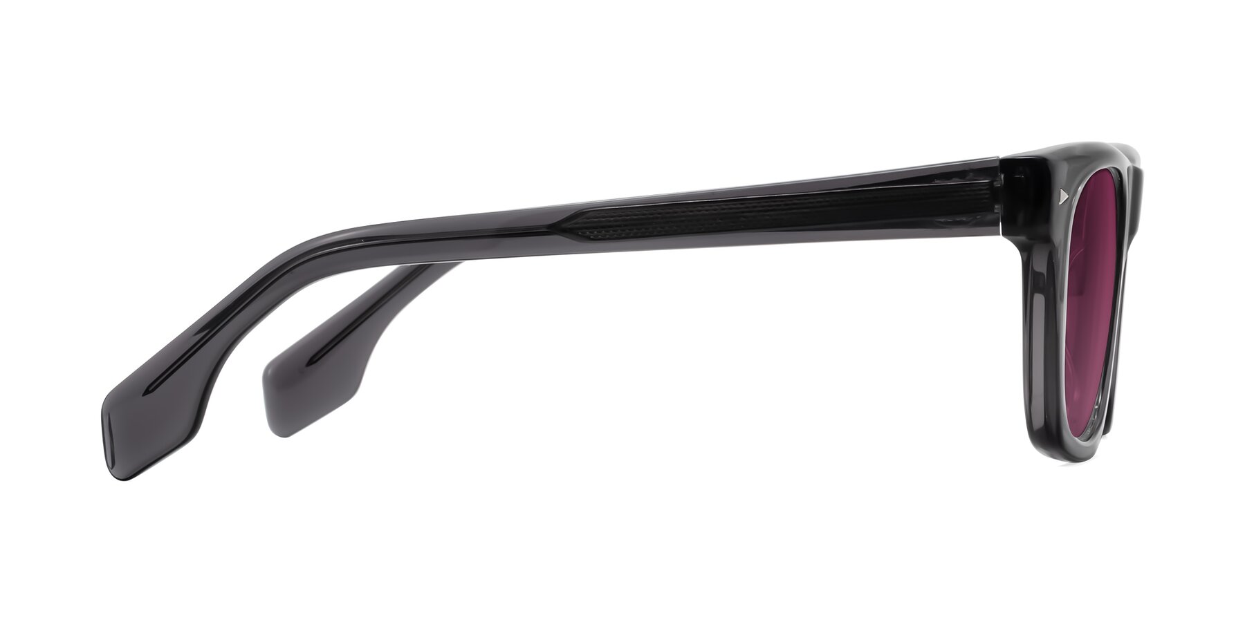 Side of Nesse in Transparent Gray with Wine Tinted Lenses