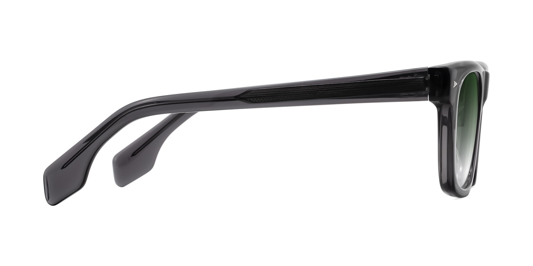 Side of Nesse in Transparent Gray with Green Gradient Lenses