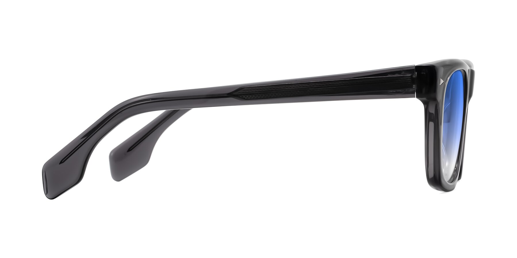 Side of Nesse in Transparent Gray with Blue Gradient Lenses