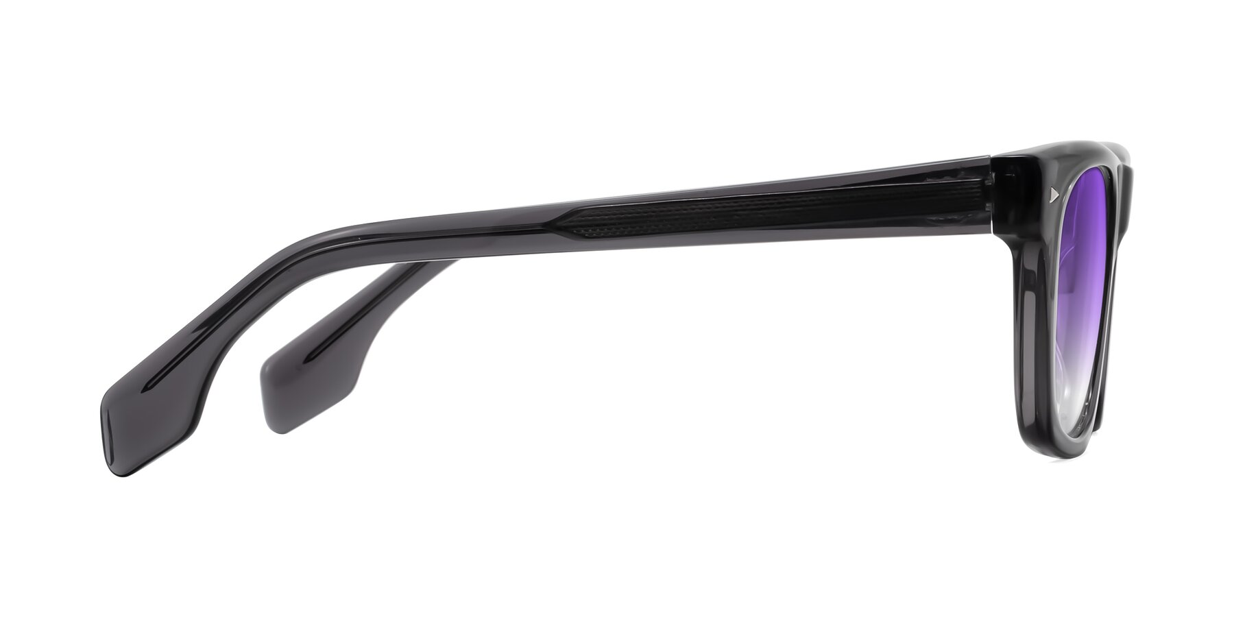 Side of Nesse in Transparent Gray with Purple Gradient Lenses