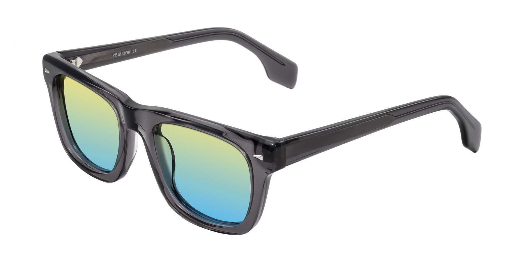 Angle of Nesse in Transparent Gray with Yellow / Blue Gradient Lenses