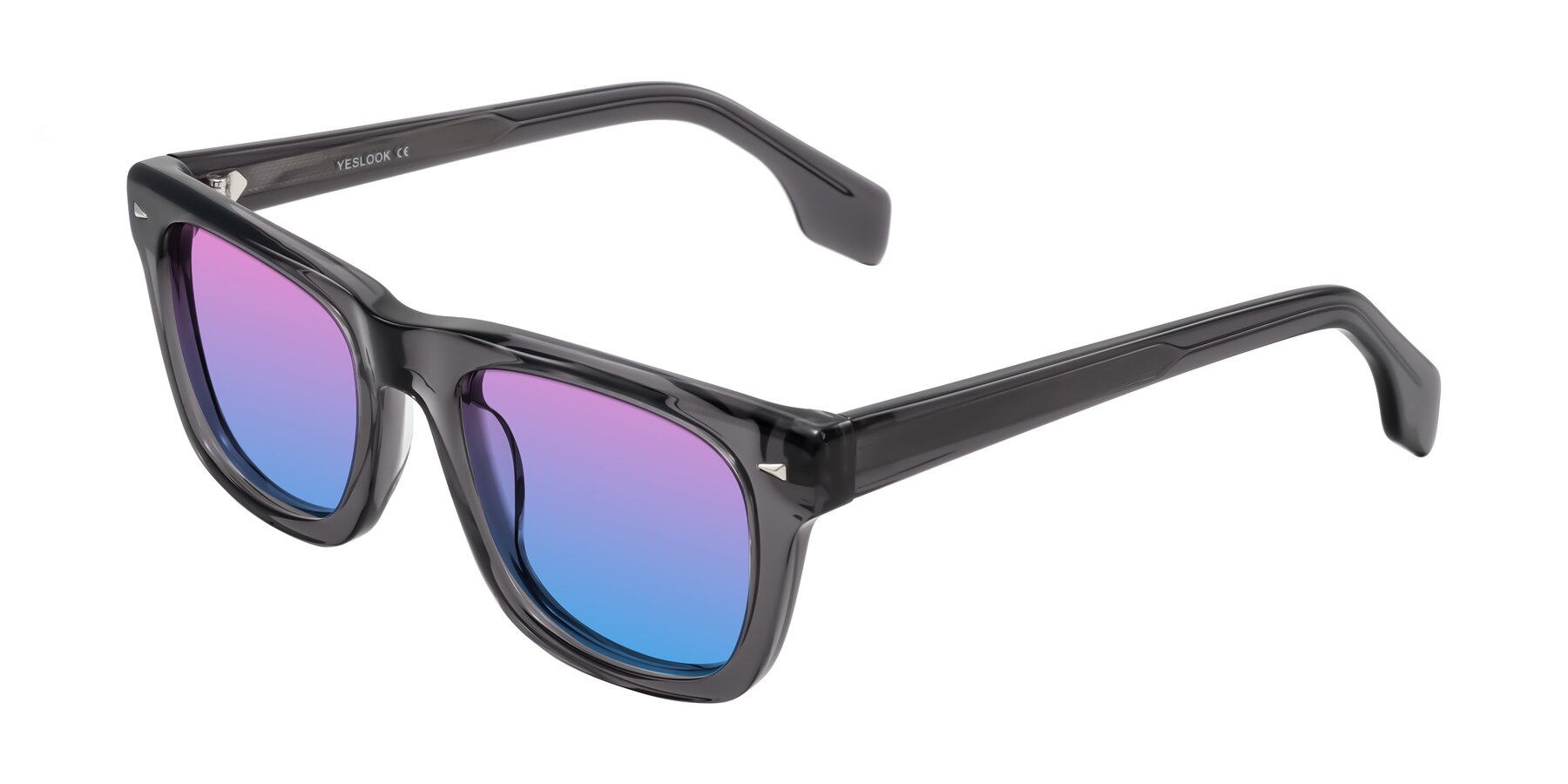 Angle of Nesse in Transparent Gray with Pink / Blue Gradient Lenses