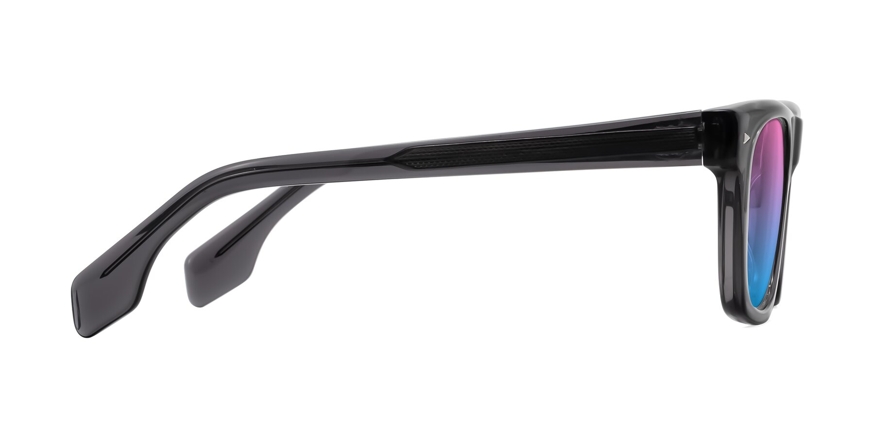 Side of Nesse in Transparent Gray with Pink / Blue Gradient Lenses