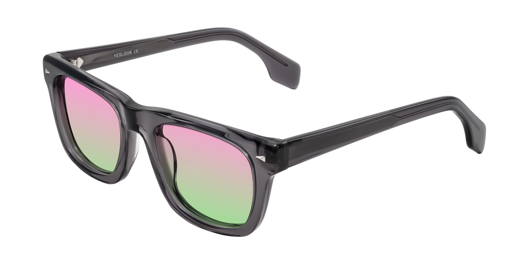 Angle of Nesse in Transparent Gray with Pink / Green Gradient Lenses