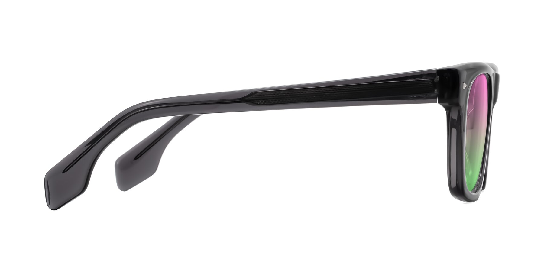 Side of Nesse in Transparent Gray with Pink / Green Gradient Lenses