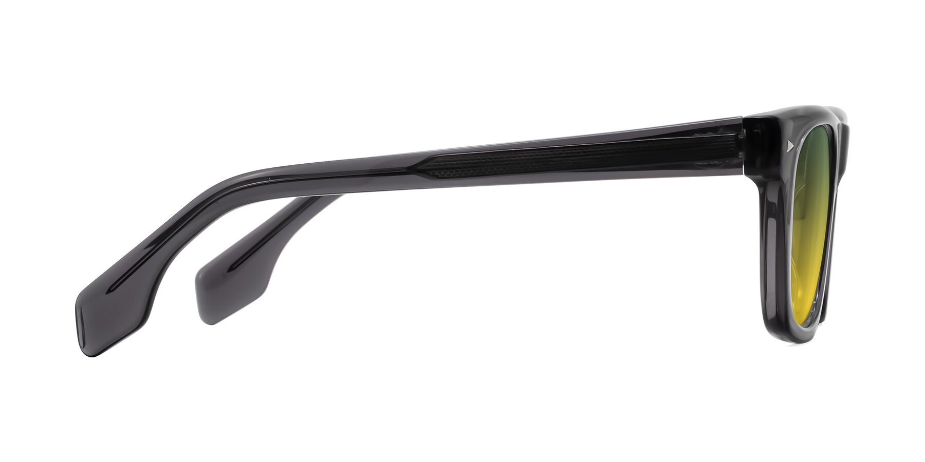 Side of Nesse in Transparent Gray with Green / Yellow Gradient Lenses