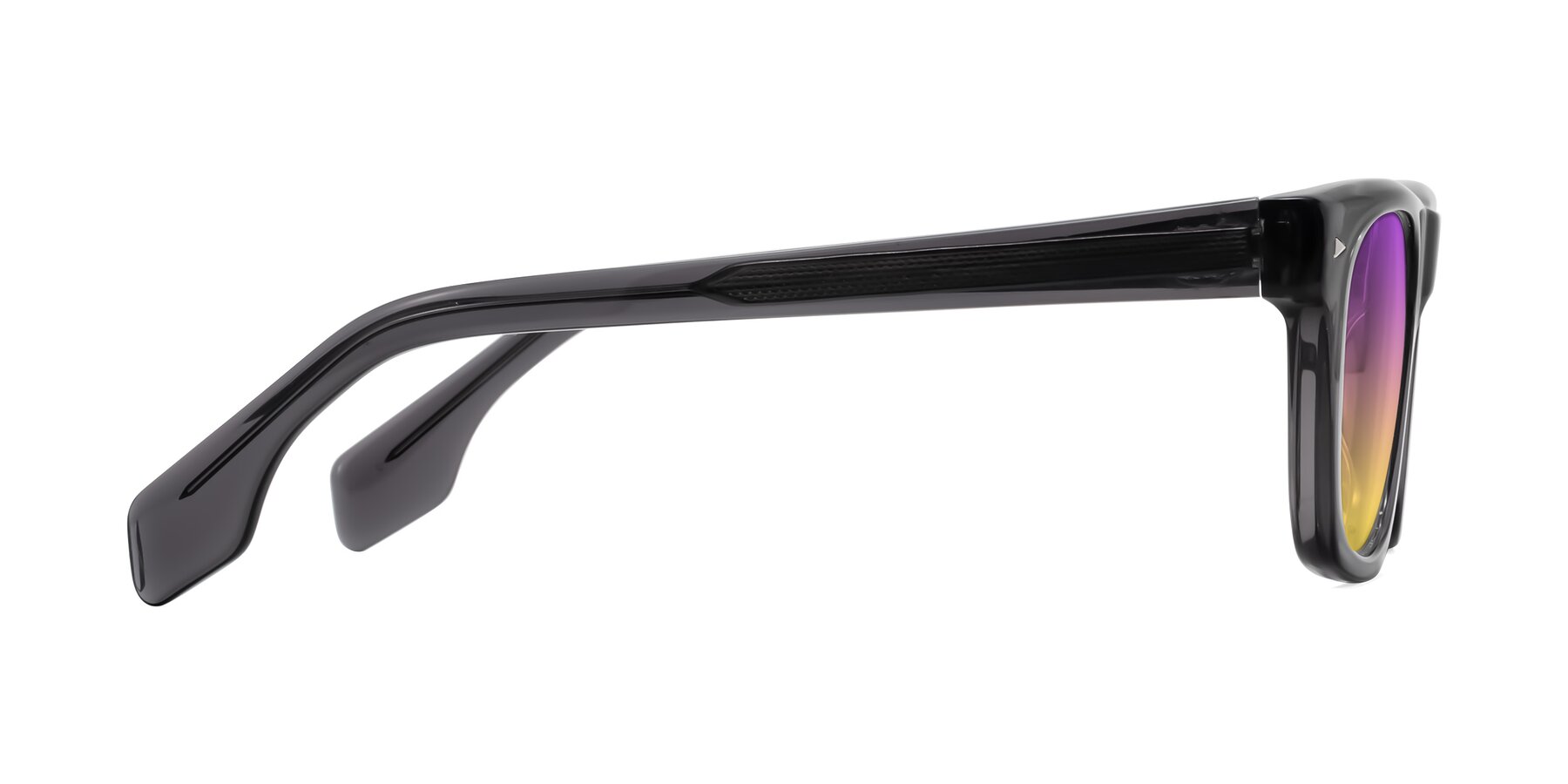 Side of Nesse in Transparent Gray with Purple / Yellow Gradient Lenses