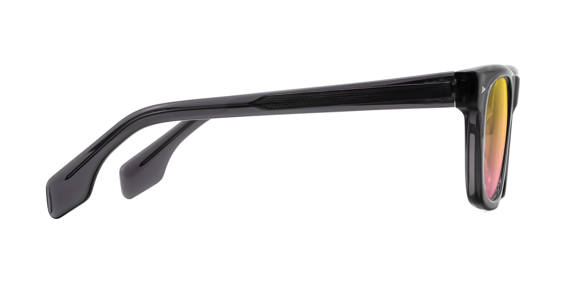 Side of Nesse in Transparent Gray with Yellow / Pink Gradient Lenses