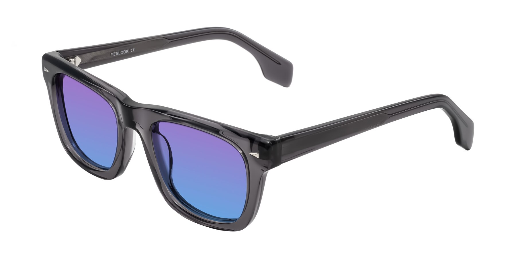 Angle of Nesse in Transparent Gray with Purple / Blue Gradient Lenses