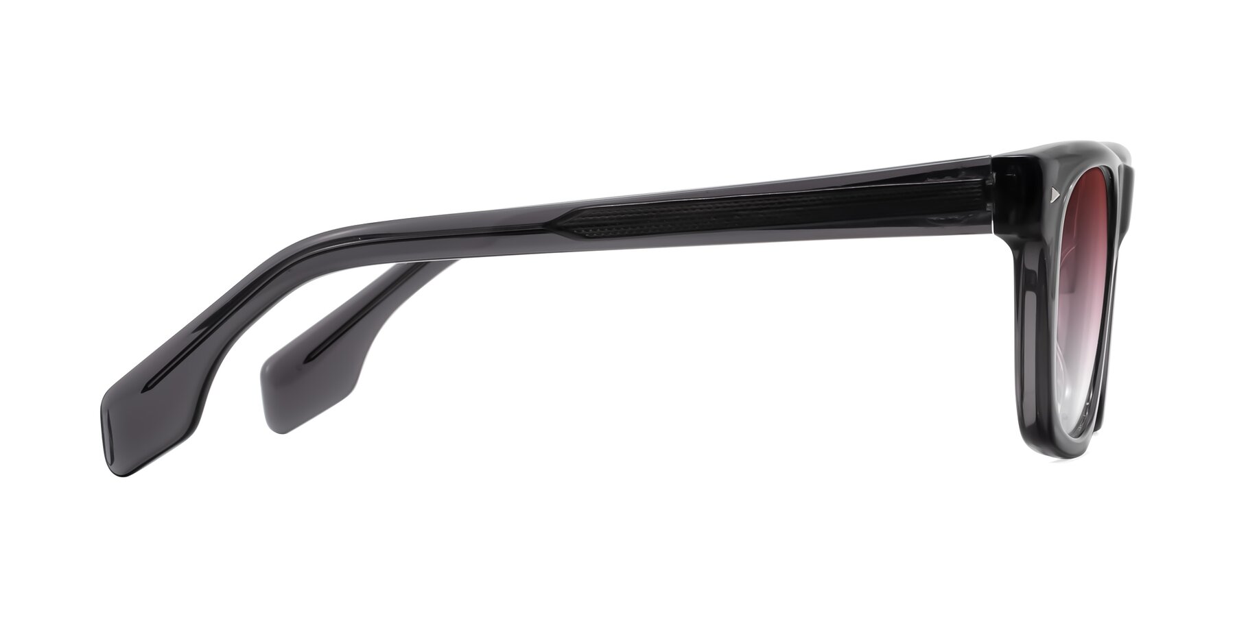 Side of Nesse in Transparent Gray with Garnet Gradient Lenses