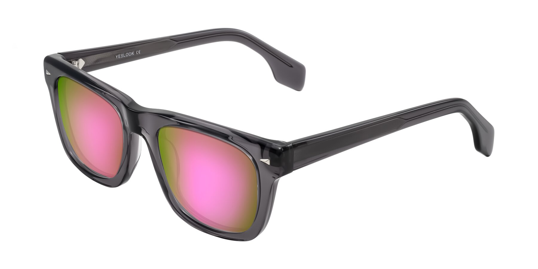 Angle of Nesse in Transparent Gray with Pink Mirrored Lenses