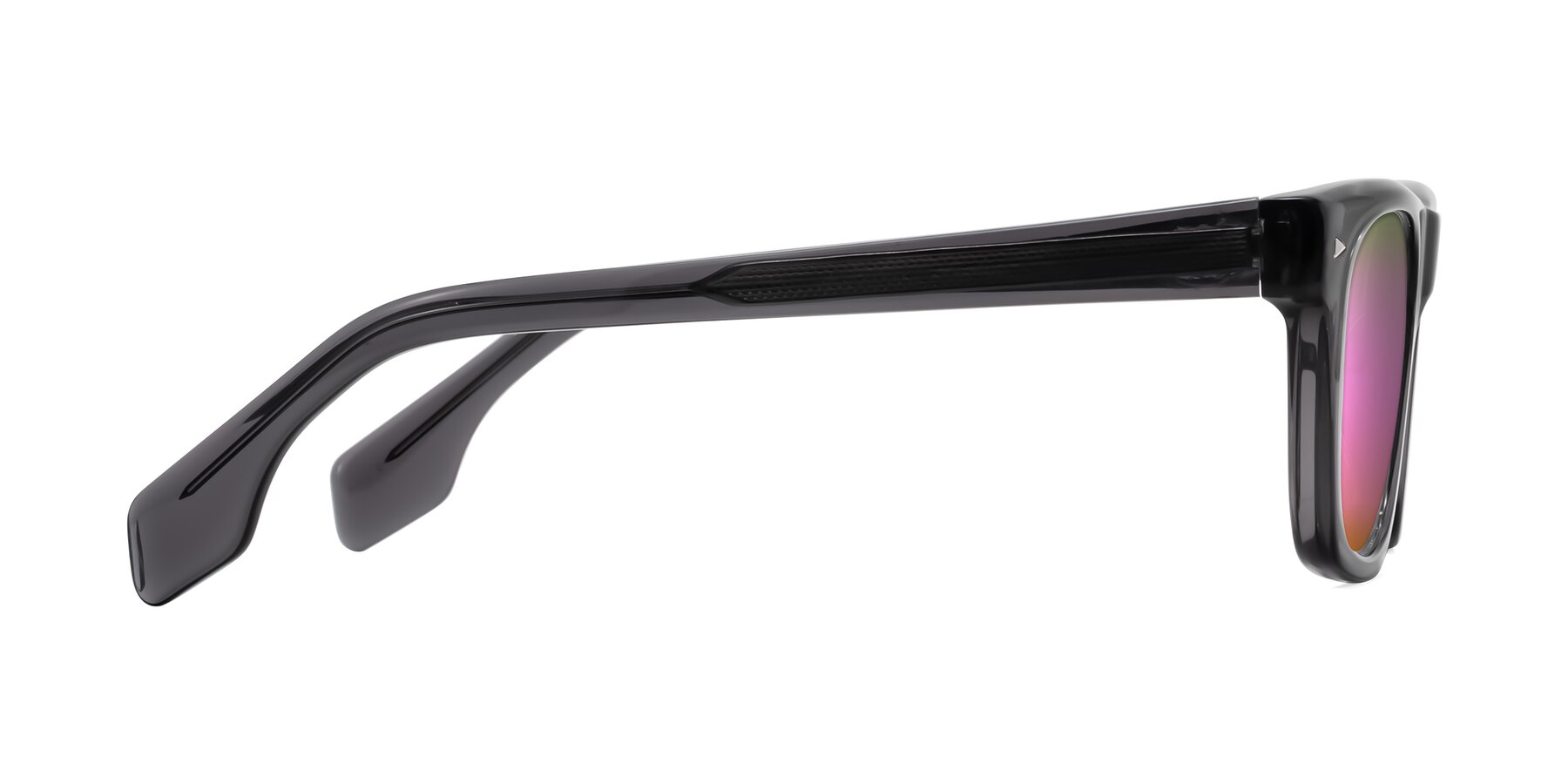 Side of Nesse in Transparent Gray with Pink Mirrored Lenses