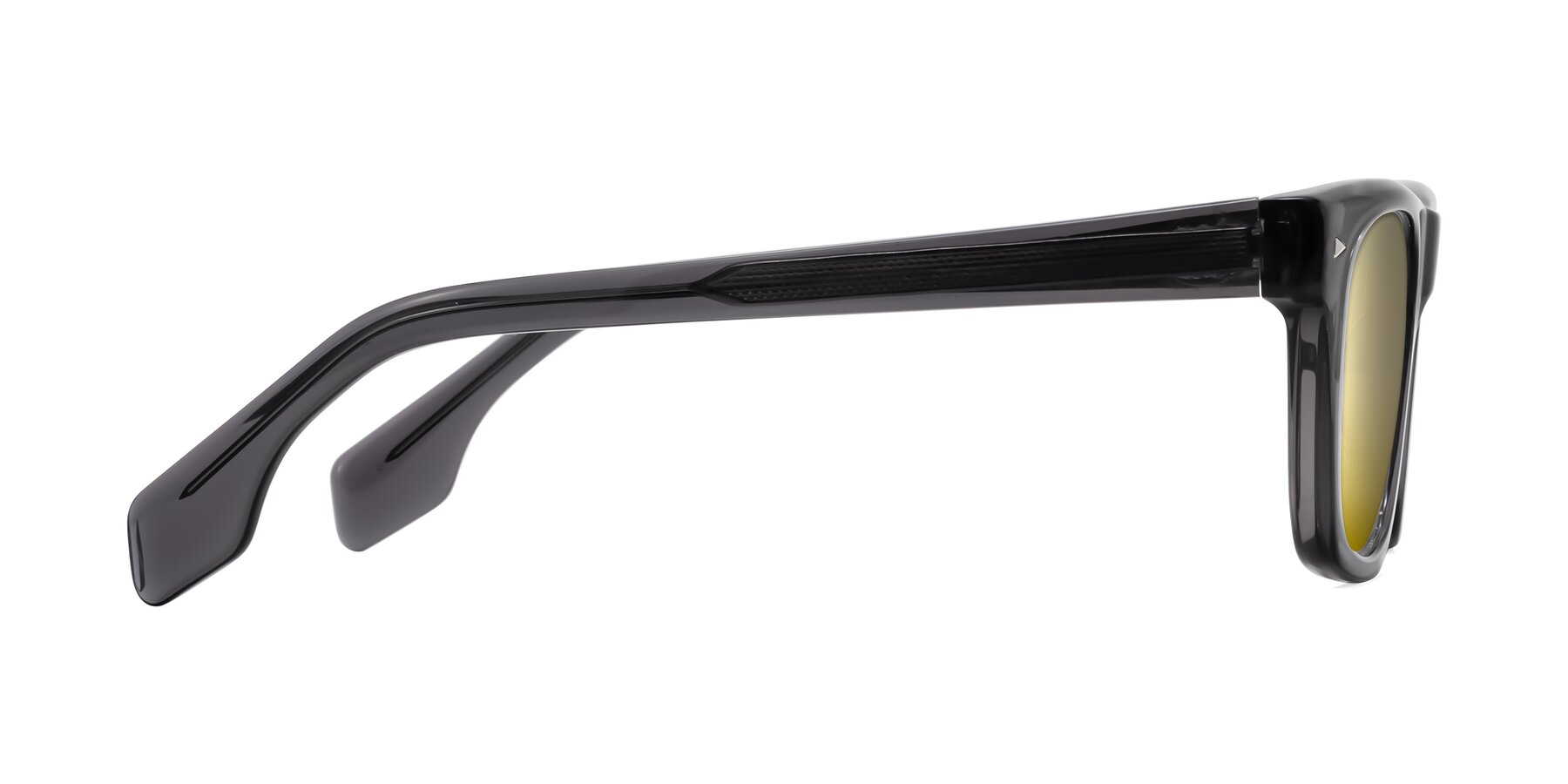 Side of Nesse in Transparent Gray with Gold Mirrored Lenses