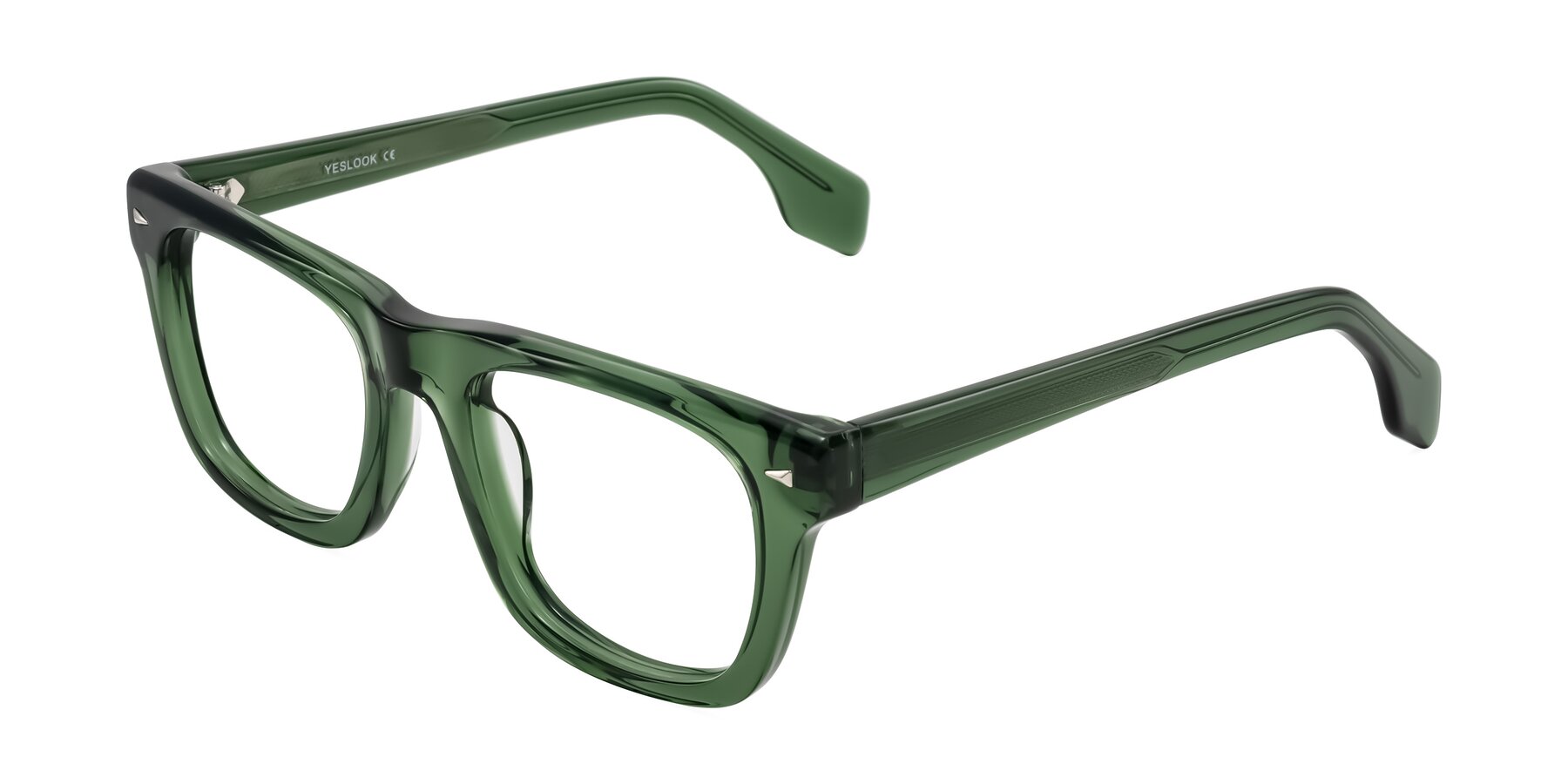 Angle of Nesse in Transparent Green with Clear Eyeglass Lenses