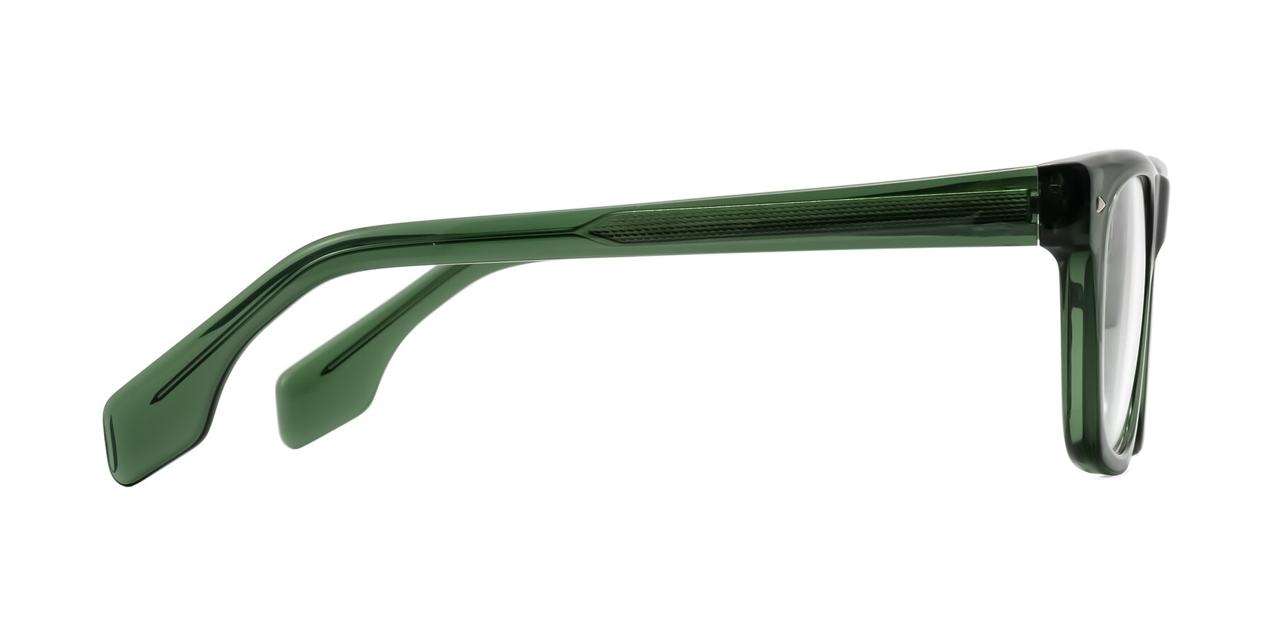 Side of Nesse in Transparent Green with Clear Eyeglass Lenses