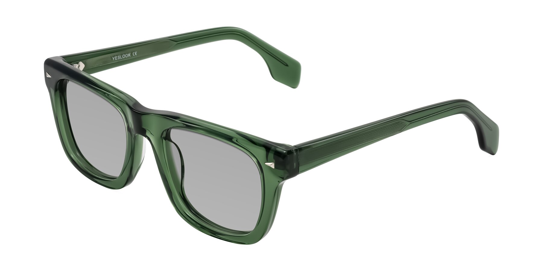 Angle of Nesse in Transparent Green with Light Gray Tinted Lenses
