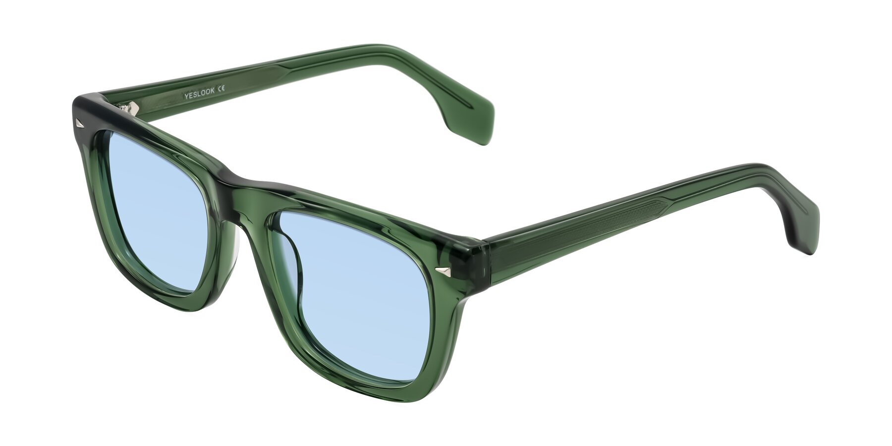Angle of Nesse in Transparent Green with Light Blue Tinted Lenses