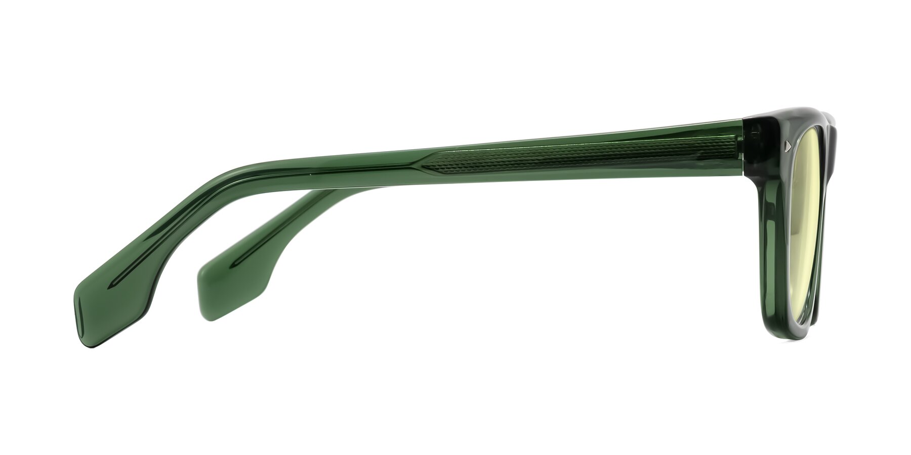 Side of Nesse in Transparent Green with Light Yellow Tinted Lenses