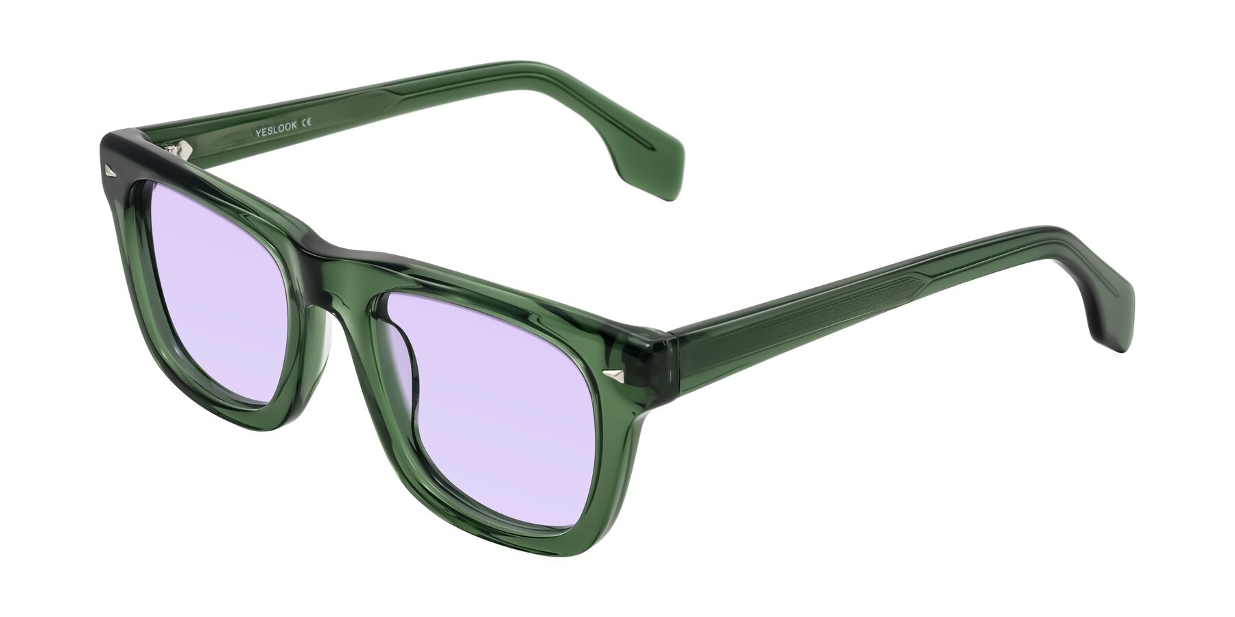 Angle of Nesse in Transparent Green with Light Purple Tinted Lenses