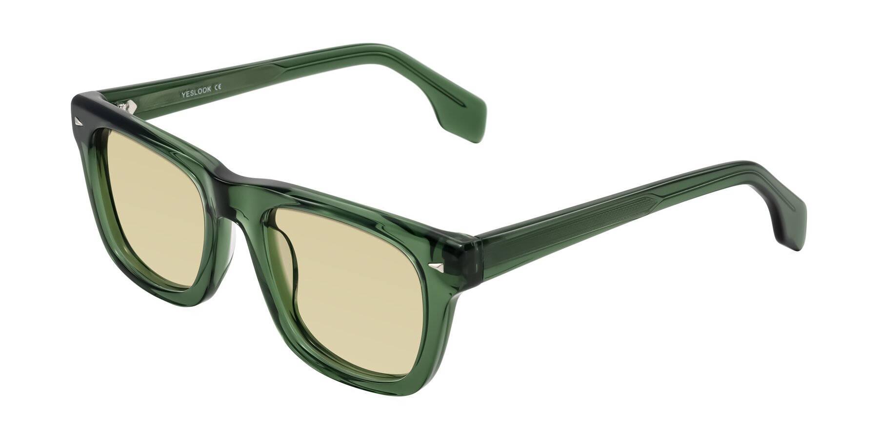 Angle of Nesse in Transparent Green with Light Champagne Tinted Lenses