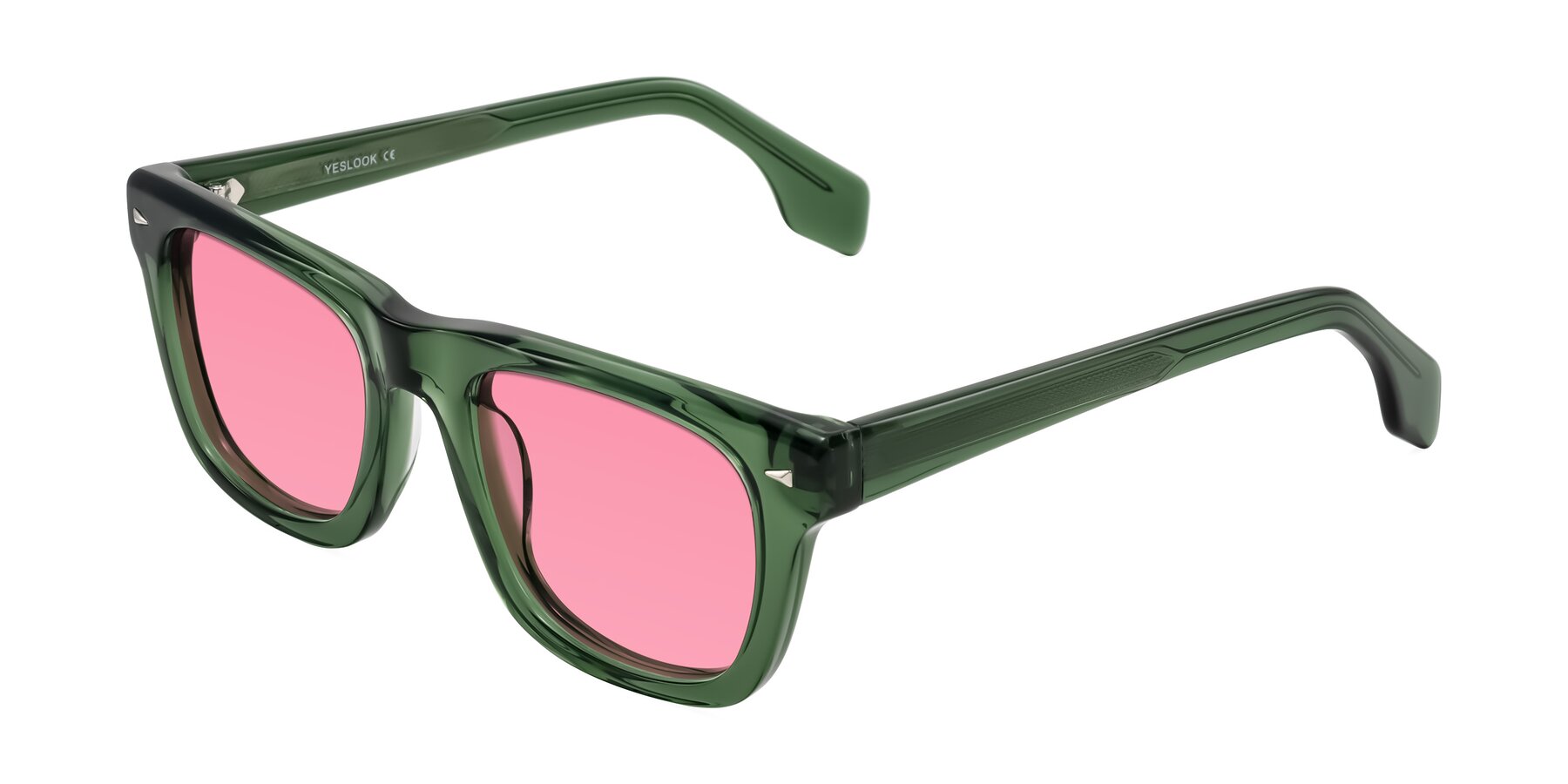 Angle of Nesse in Transparent Green with Pink Tinted Lenses