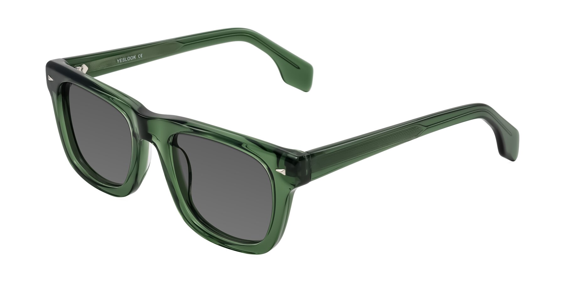 Angle of Nesse in Transparent Green with Medium Gray Tinted Lenses