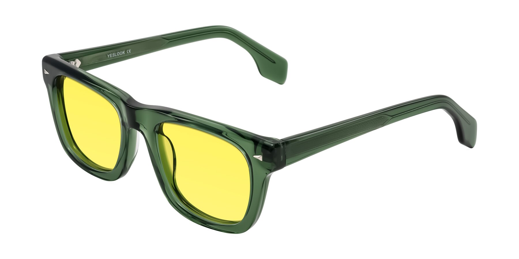 Angle of Nesse in Transparent Green with Medium Yellow Tinted Lenses
