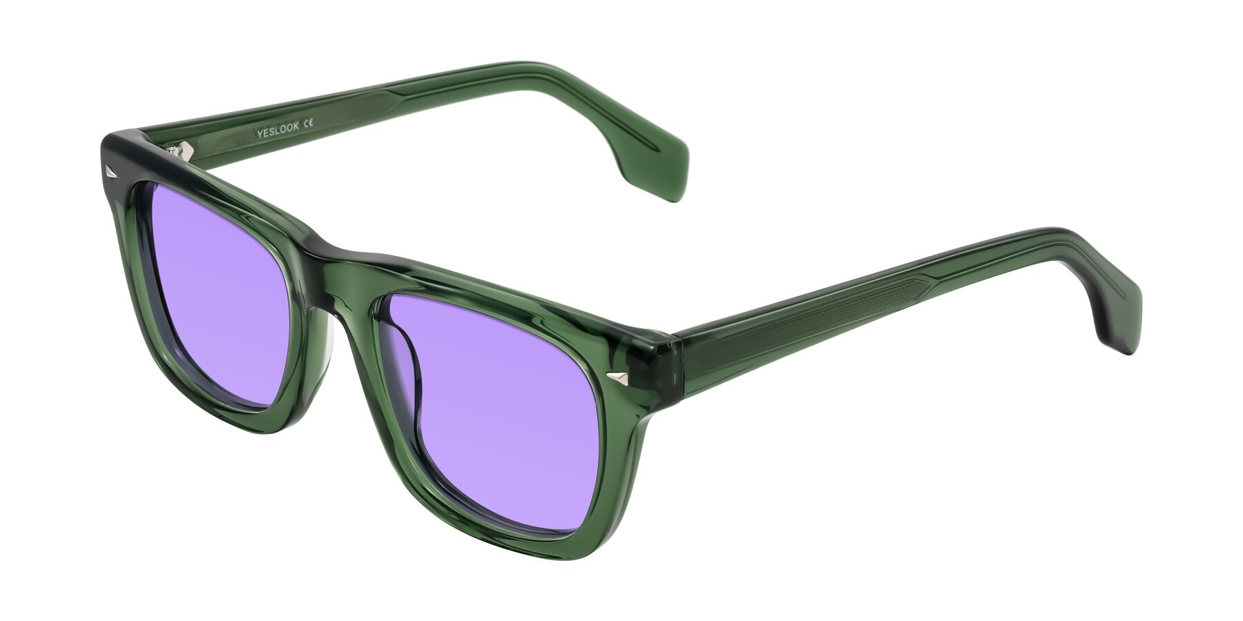 Angle of Nesse in Transparent Green with Medium Purple Tinted Lenses