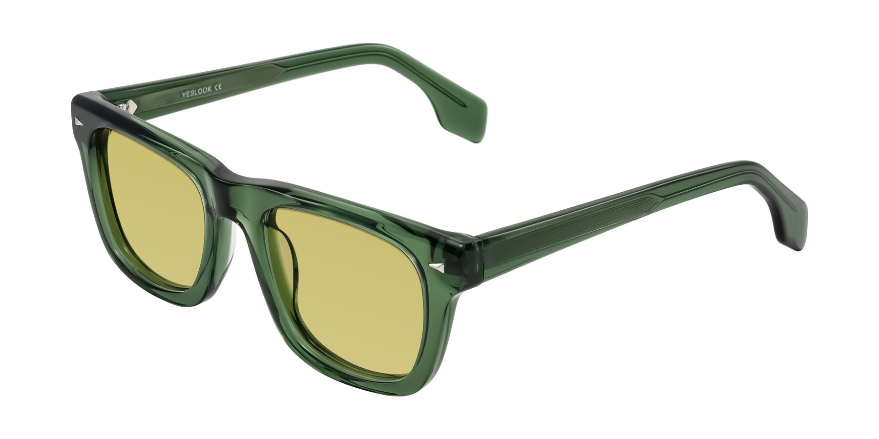 Angle of Nesse in Transparent Green with Medium Champagne Tinted Lenses