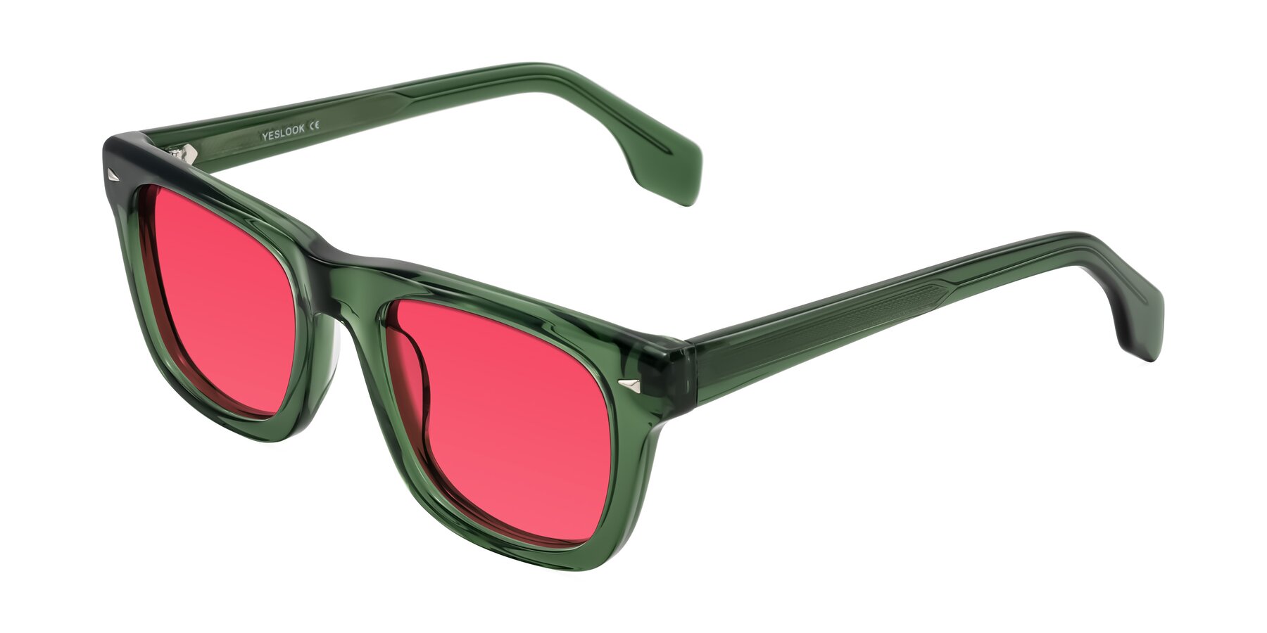 Angle of Nesse in Transparent Green with Red Tinted Lenses