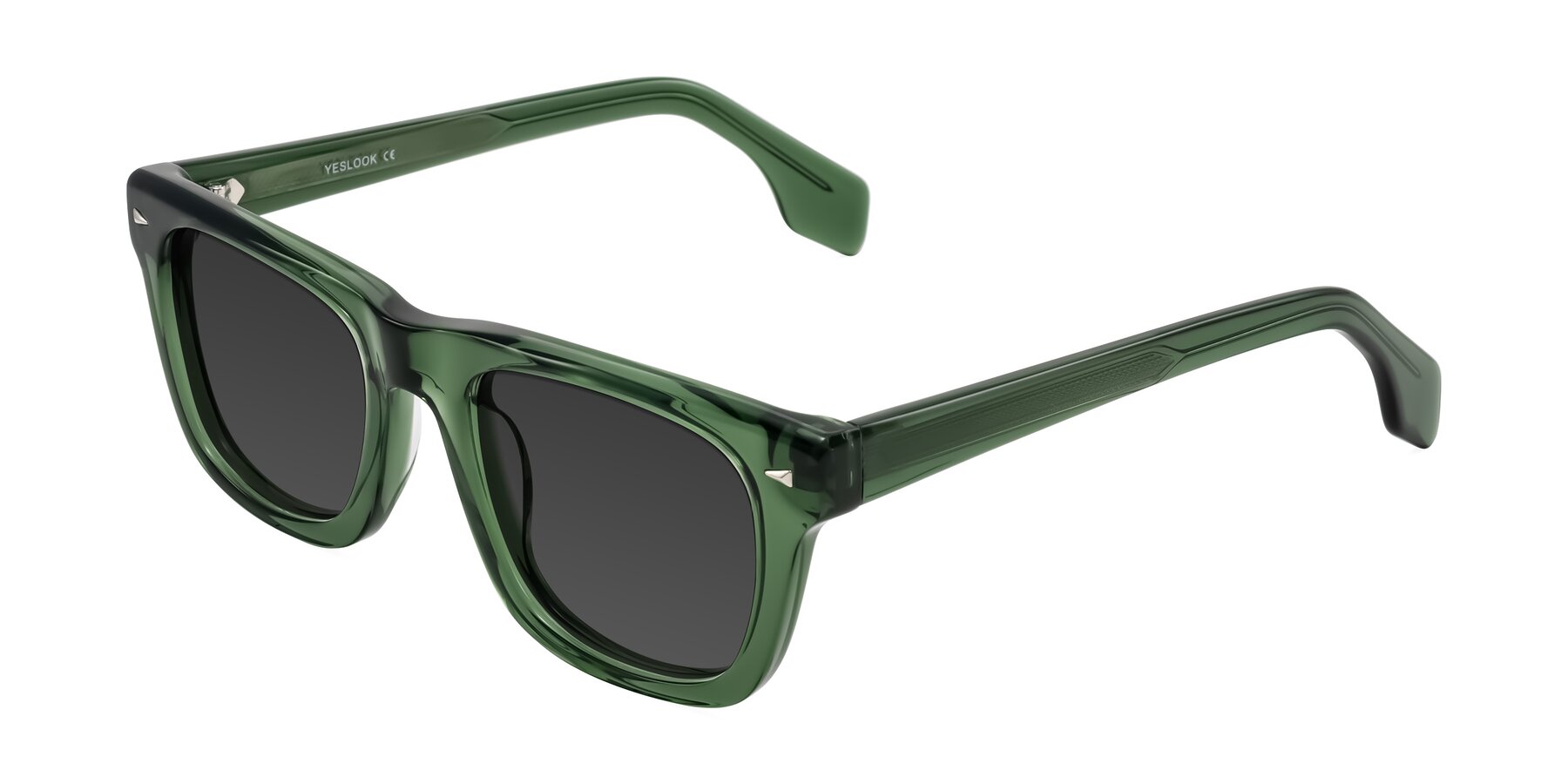Angle of Nesse in Transparent Green with Gray Tinted Lenses