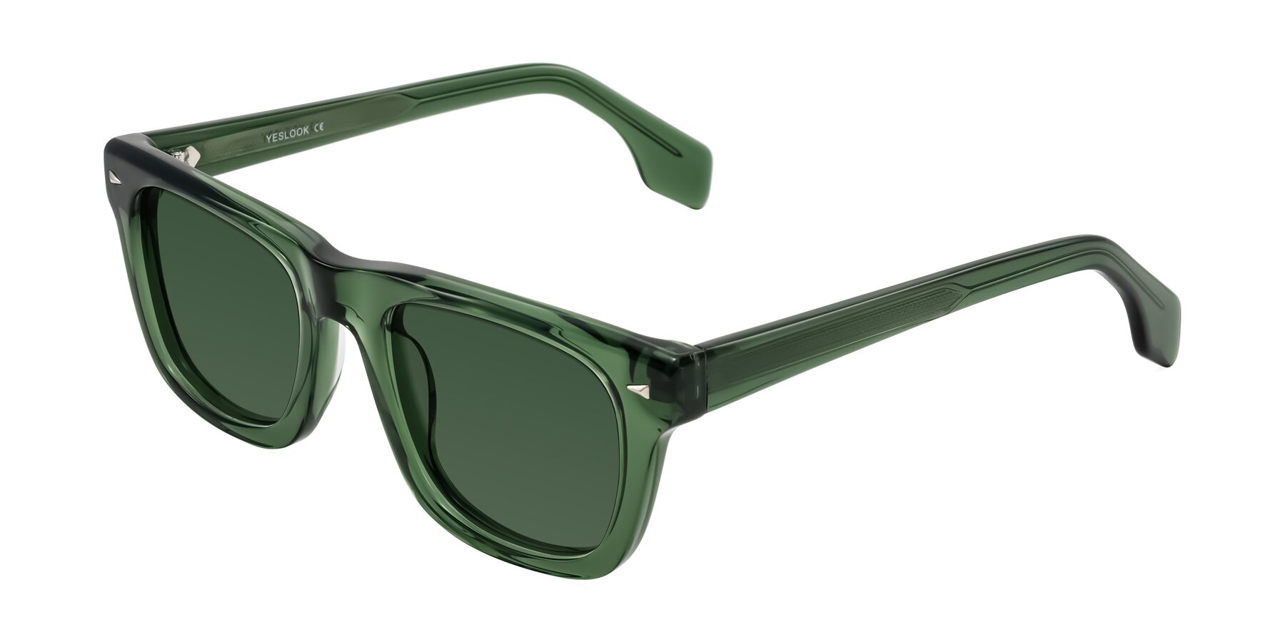 Angle of Nesse in Transparent Green with Green Tinted Lenses