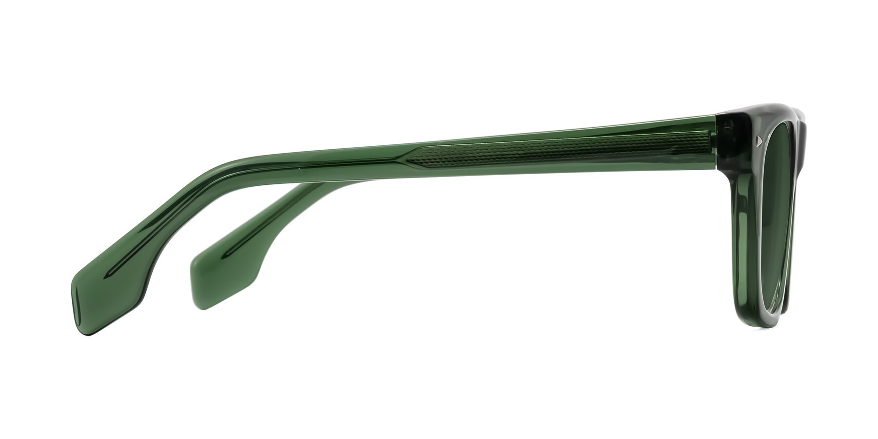 Side of Nesse in Transparent Green with Green Tinted Lenses